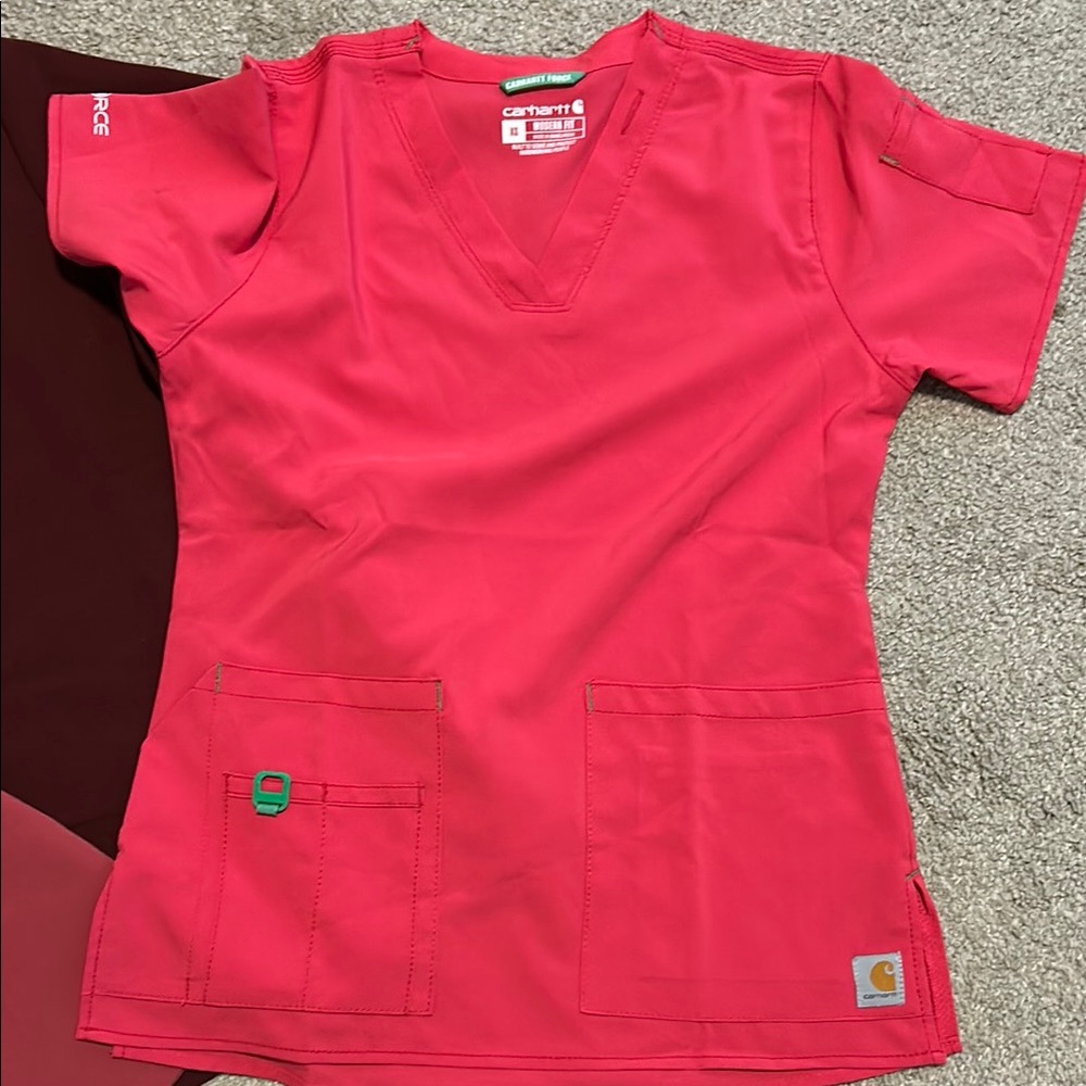 Carhartt and Mandala Women's Scrub Tops - Red and Pink - Picture 2 of 4